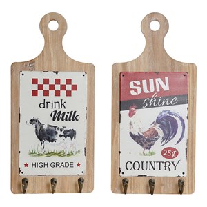Cuier cu Picior DKD Home Decor Rdeča Les Kovina (2 pcs) (21 x 5 x 45 cm)