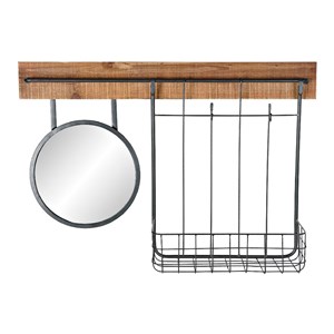 Zidno ogledalo DKD Home Decor Crna Metal Jela Ogledalo (80 x 15 x 20 cm)