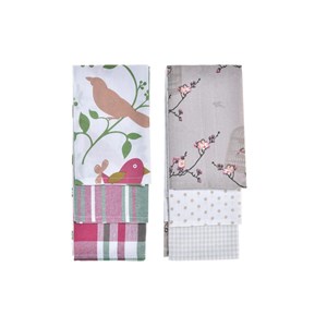Komplet krp DKD Home Decor Flori Ptice (2 kosov) (60 x 0,5 x 40 cm)