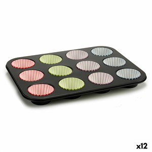 Pladenj Za Mafine Pisana Pekač za pečico (7 x 7 x 3 cm) (35 x 3 x 26,5 cm) (12 kosov)