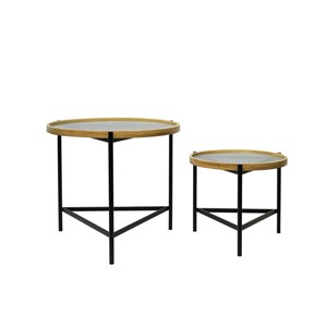 Komplet 2 miz DKD Home Decor Črna 64 x 64 x 55 cm Kristal Kovina